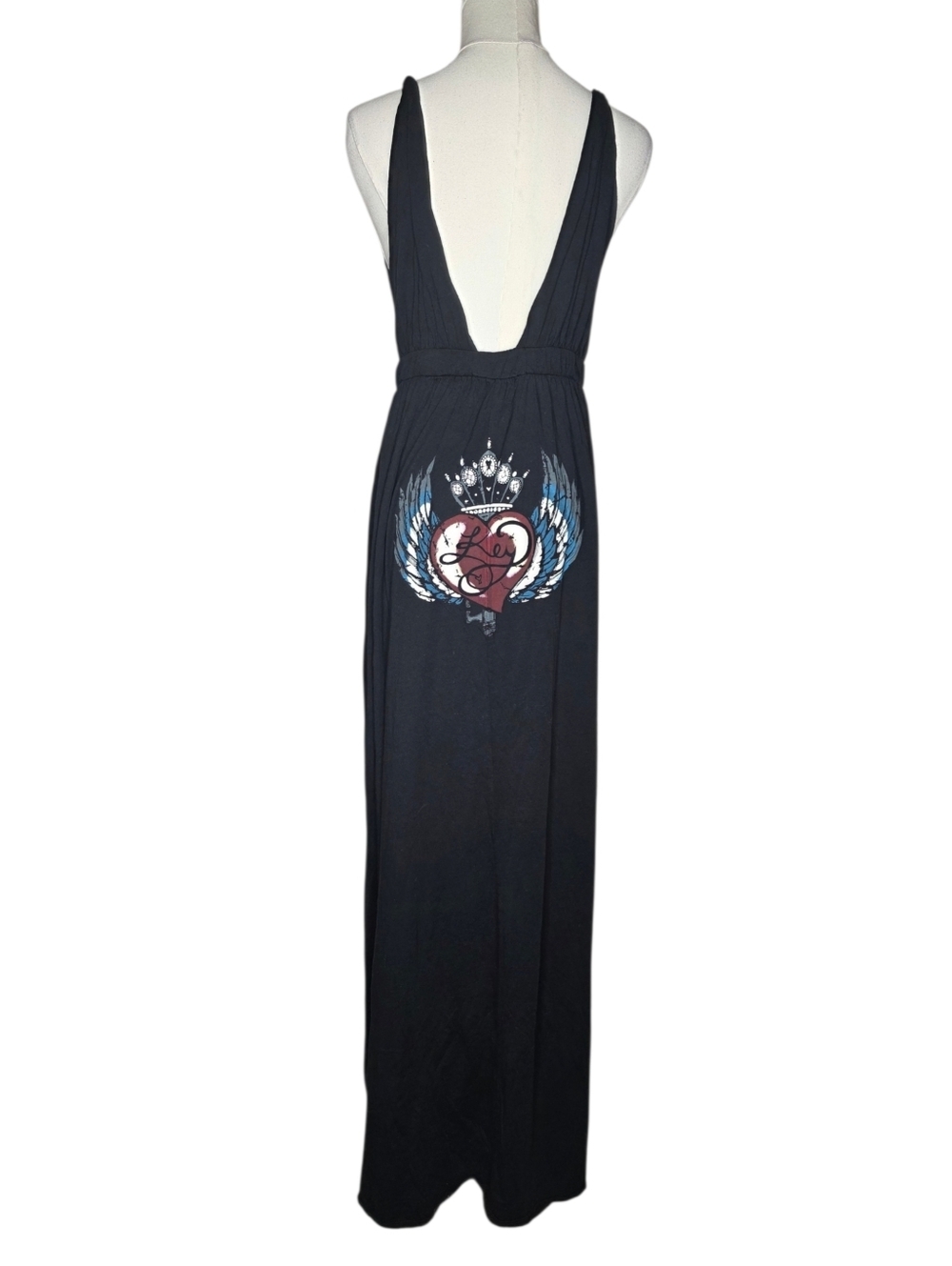 Key Closet LA Black Graphic Maxi Dress Tiger Crown Y2K Sleeveless L - Picture 7 of 10